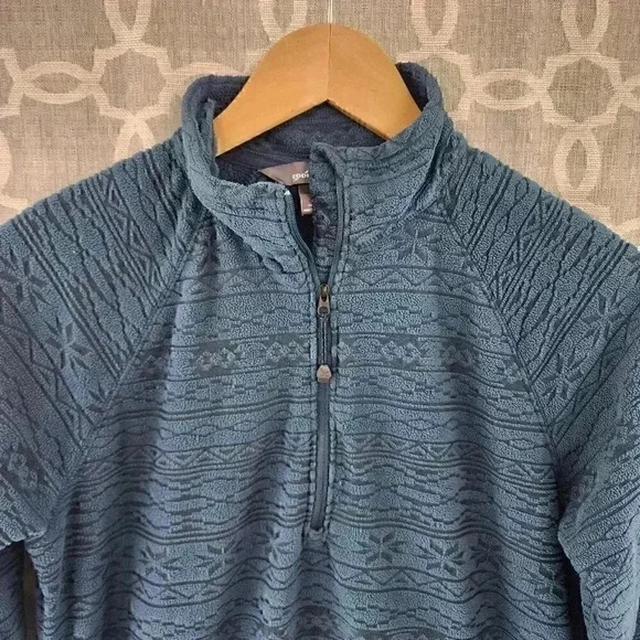 Eddie Bauer Mock Neck aztec Textured Blue Pullover Sweatshirt Women's M - Picture 2 of 6